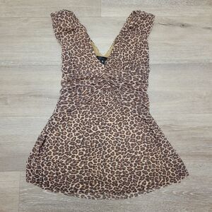 Vintage Weston Wear Leopard print tank princess cut 90's 2000's Y2K size S